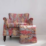 Fauteuil des années 80 en tissu chintz