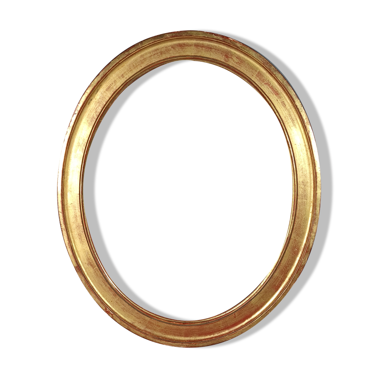 Old oval frame gilded wood with gold leaf 58.5x48.5 cm, foliage 49.8x40.8 cm SB