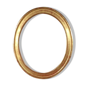 Old oval frame gilded wood with gold leaf 58.5x48.5 cm, foliage 49.8x40.8 cm SB