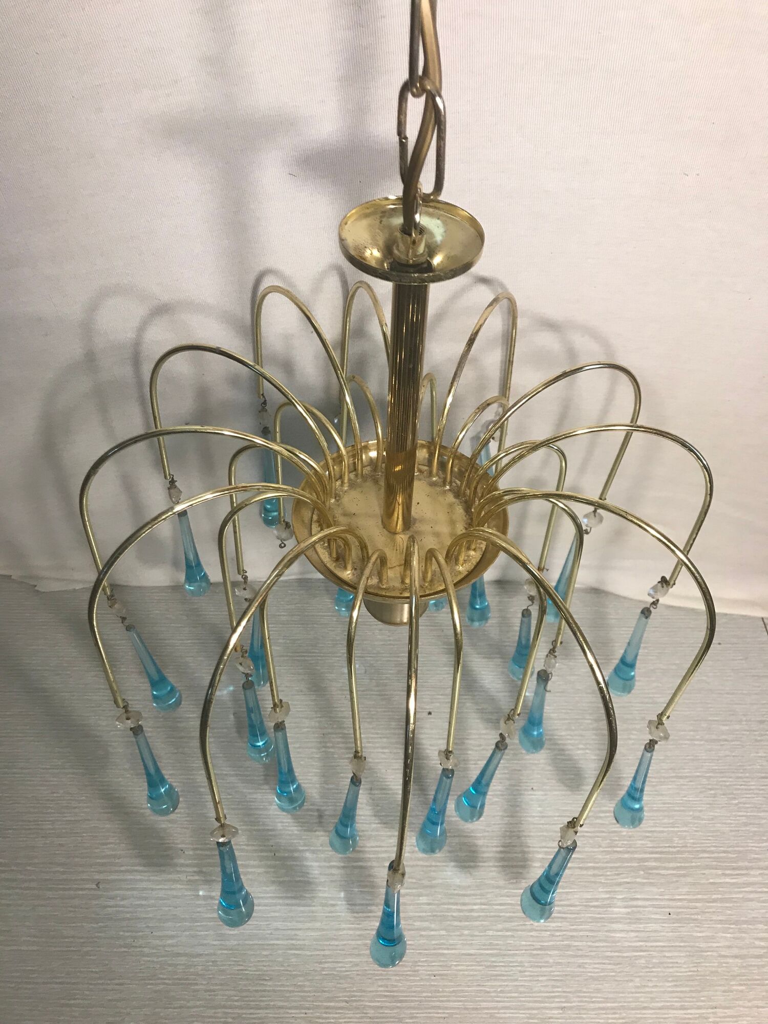 gold metal lustre - water drop vintage glass pampilles