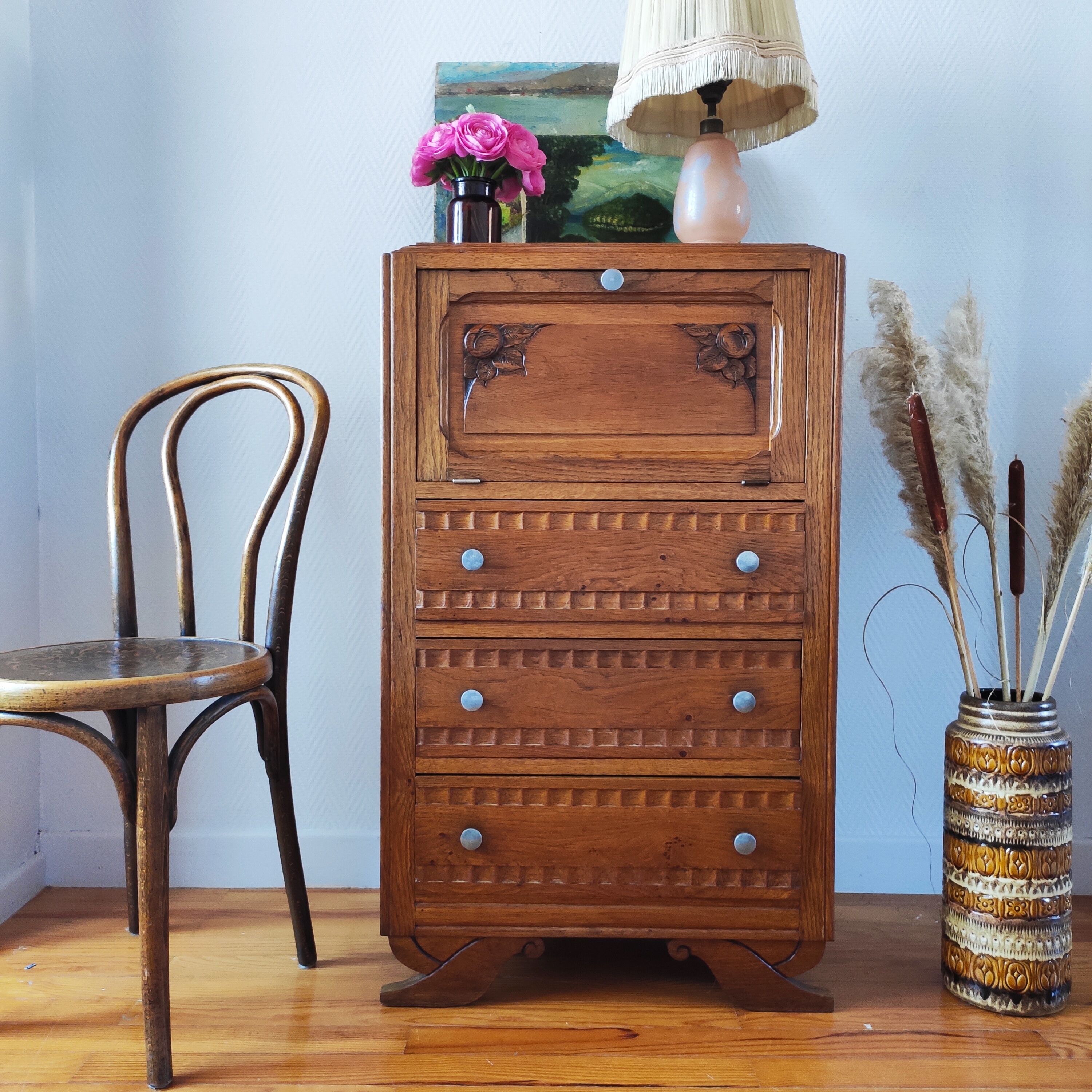 Art Deco oak chest of drawers