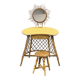 Rattan dressing table with sun mirror and its stool.