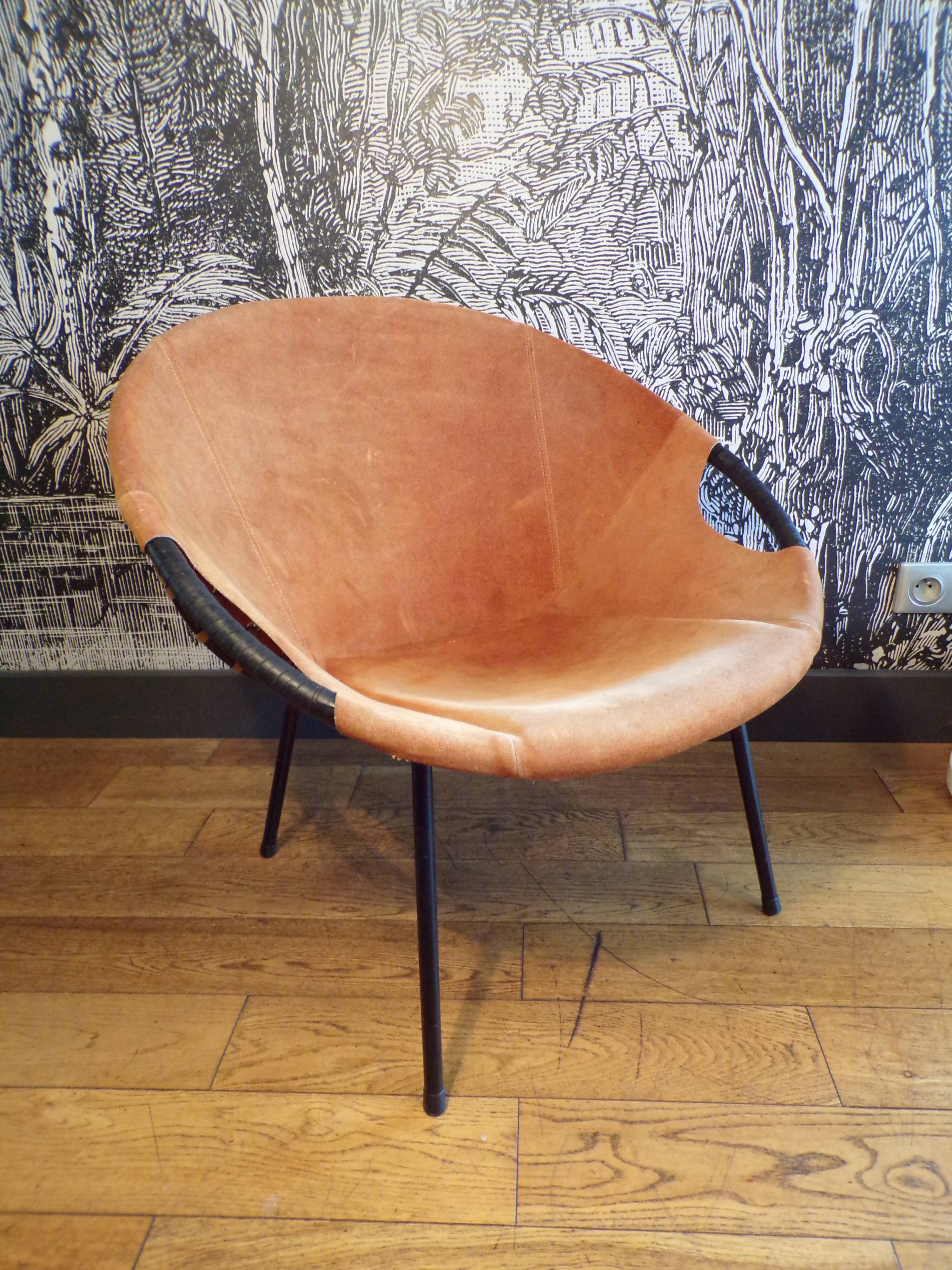 Suede circle armchair by Lusch & Co