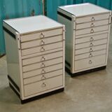 Set of 2 industrial German medical chests with drawers by Baisch, 1950s