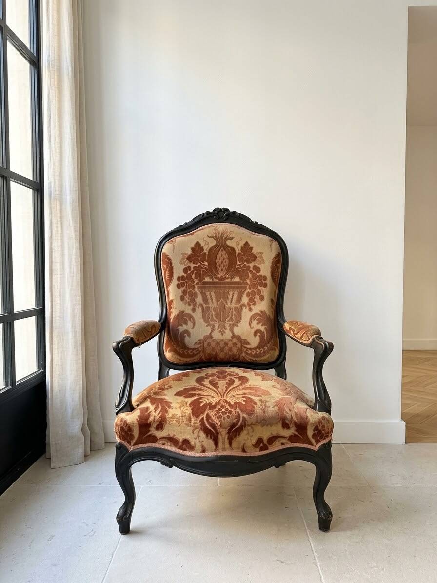 Fauteuil Louis XV Marron