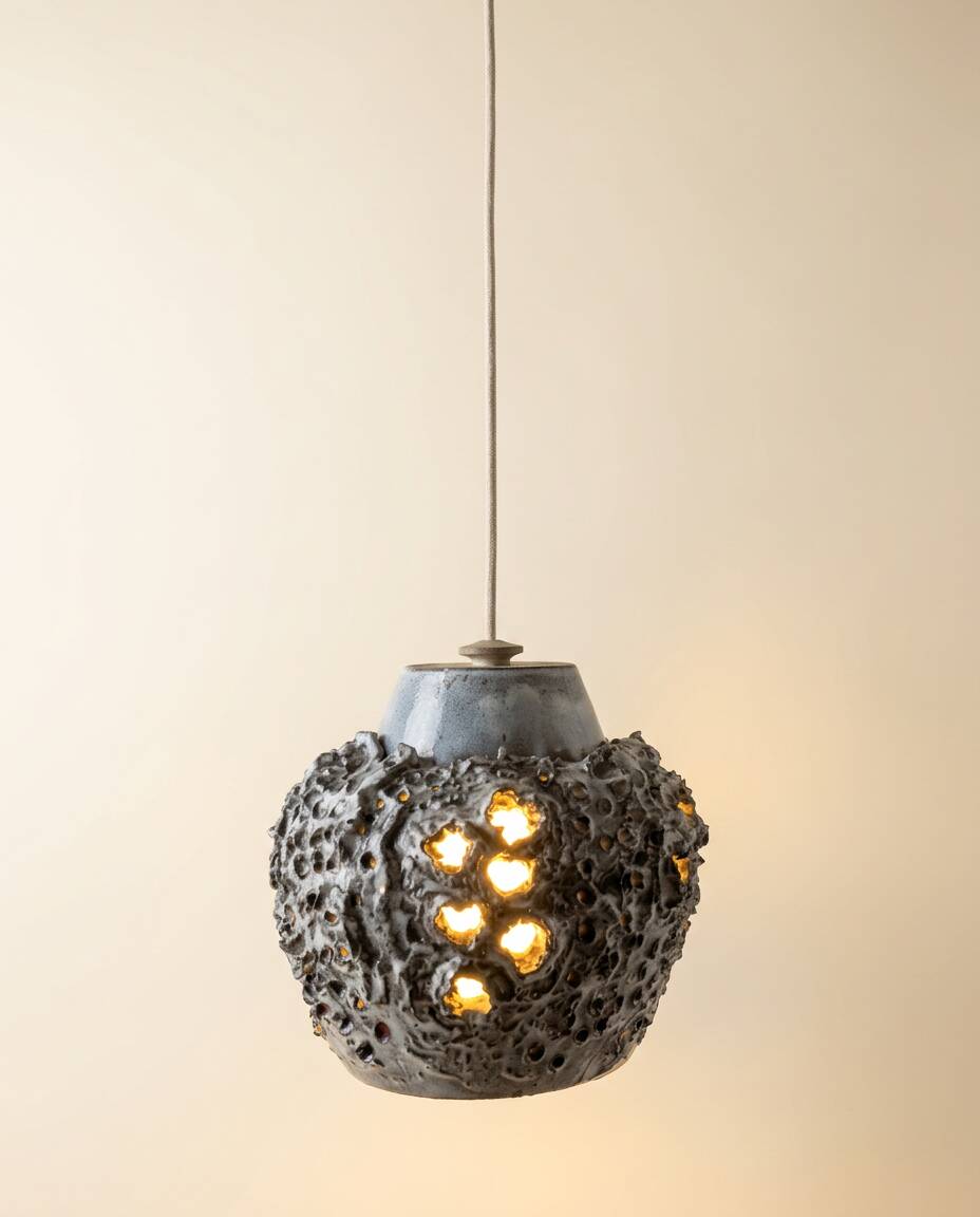 Suspension en grès émaillé par Bodil Marie Nielsen, Danemark, vers 1960