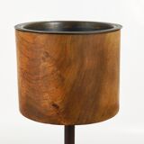 Modern Chandelier by Carl Aubock in Walnut and Leather, Austria, 1950s