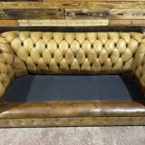 Chesterfield 3-seater leather sofa - 1960s