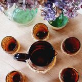 Carafe and 6 vintage tumbler glasses