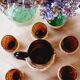 Carafe and 6 vintage tumbler glasses