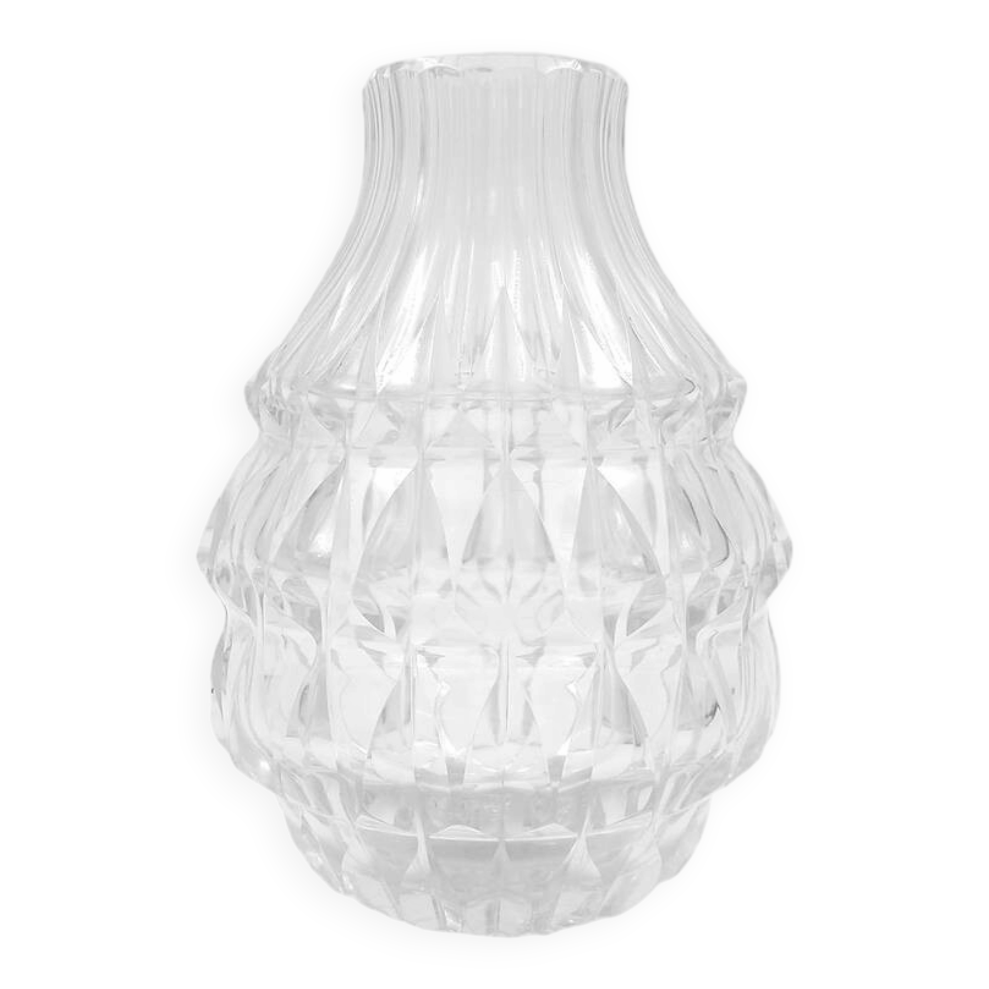 Clear crystal vase Val Saint Lambert - "Artichoke" model - Circa 1960