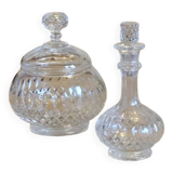 Glass objects - miniature sugar bowl and carafe