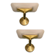 Brass Satinated Glass Sconces, 1980s, Set of 2