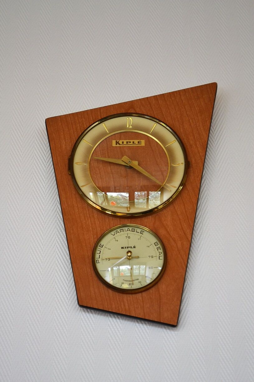 Clock barometer thermometer Kiplé formica vintage 1960s
