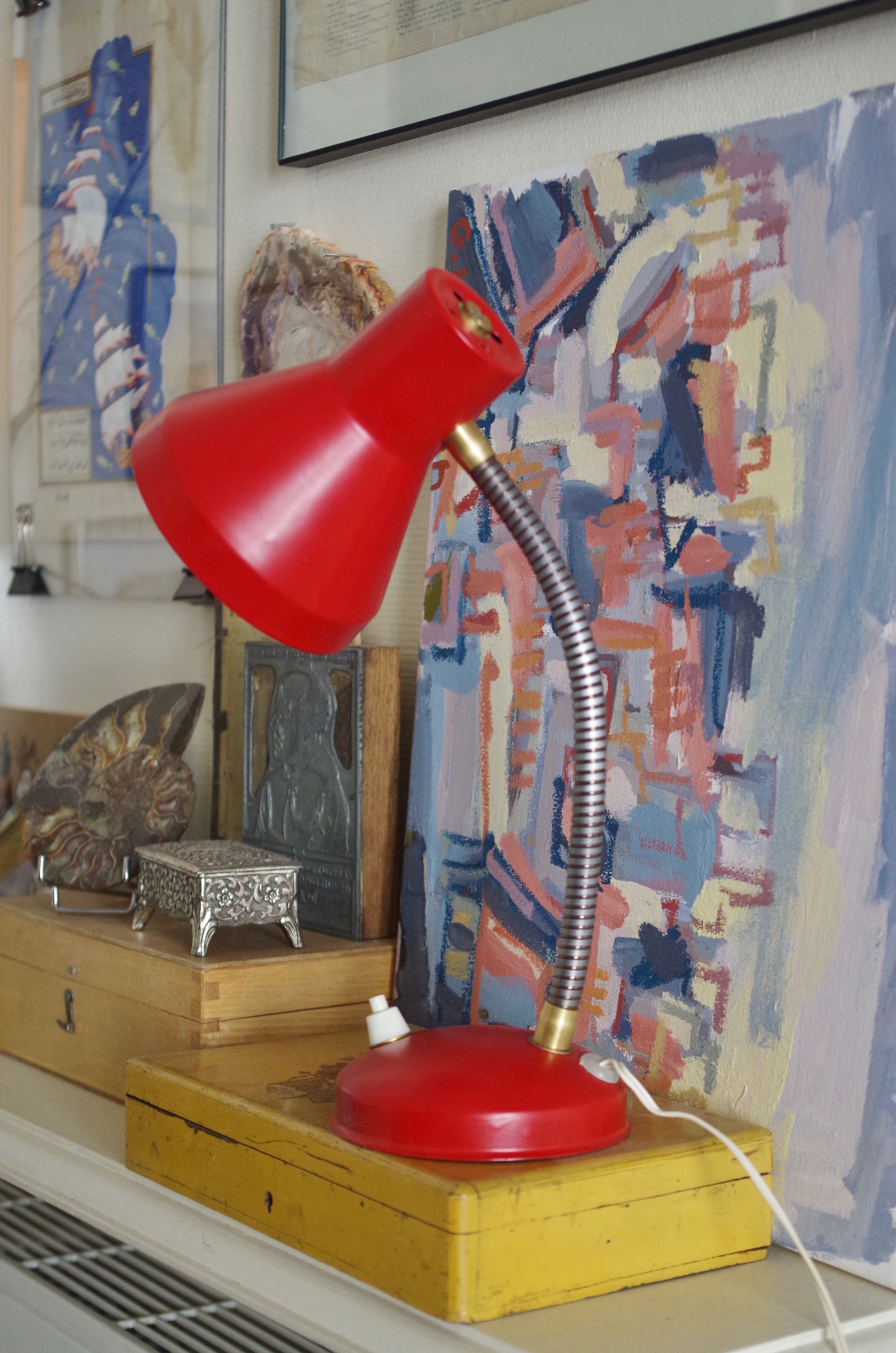 Table lamp red vintage year 70