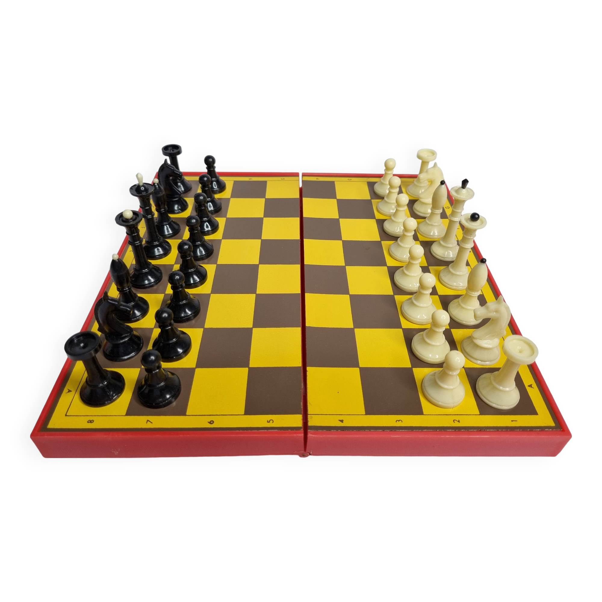 Vintage 80s Latvian Travel Magnetic Chess Set Complete with Pieces and Board