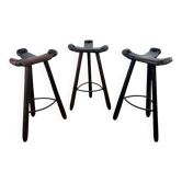 Ensemble de 3 tabourets brutalistes vintage espagnols de Marbella