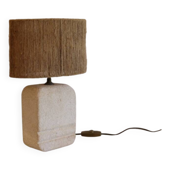 Stone and rope lamp in the style of Albert Tormos