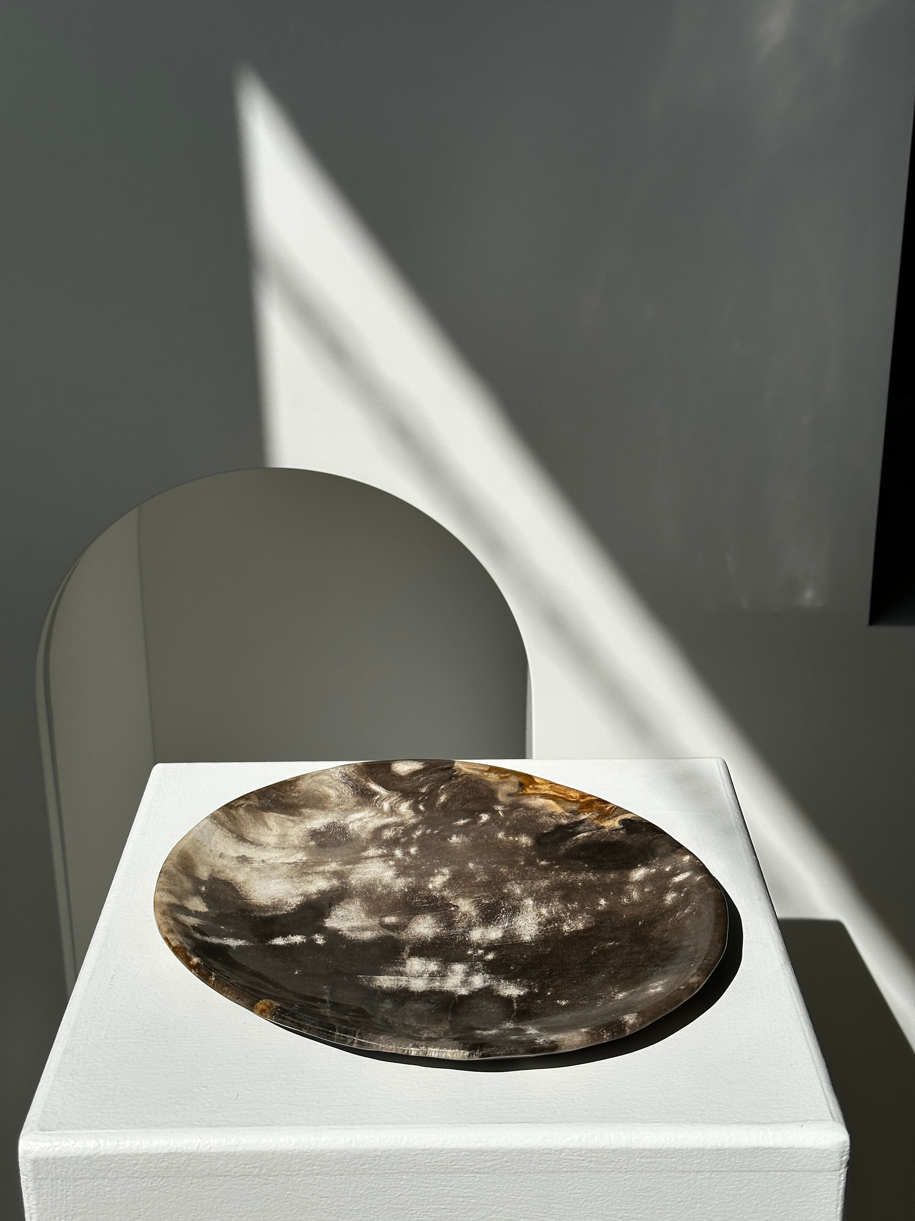 Dish in petrified wood