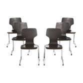 Lot de 6 chaises en bois teinté