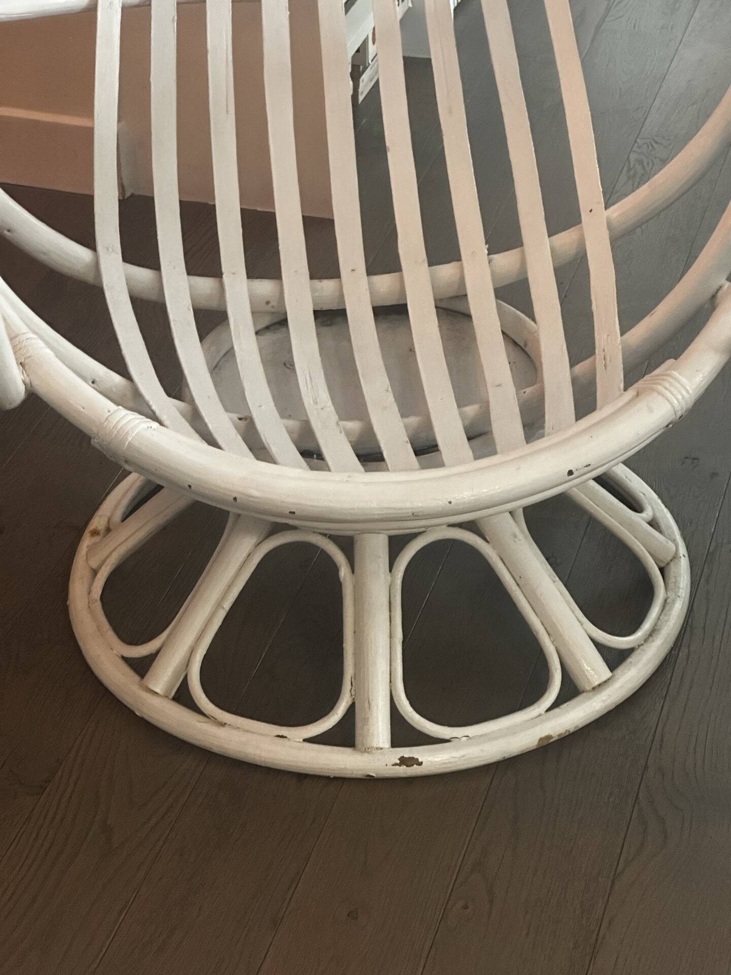 Vintage armchair in white lacquered rattan