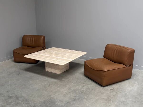 Large vintage travertine coffee table, 1970s