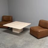 Large vintage travertine coffee table, 1970s