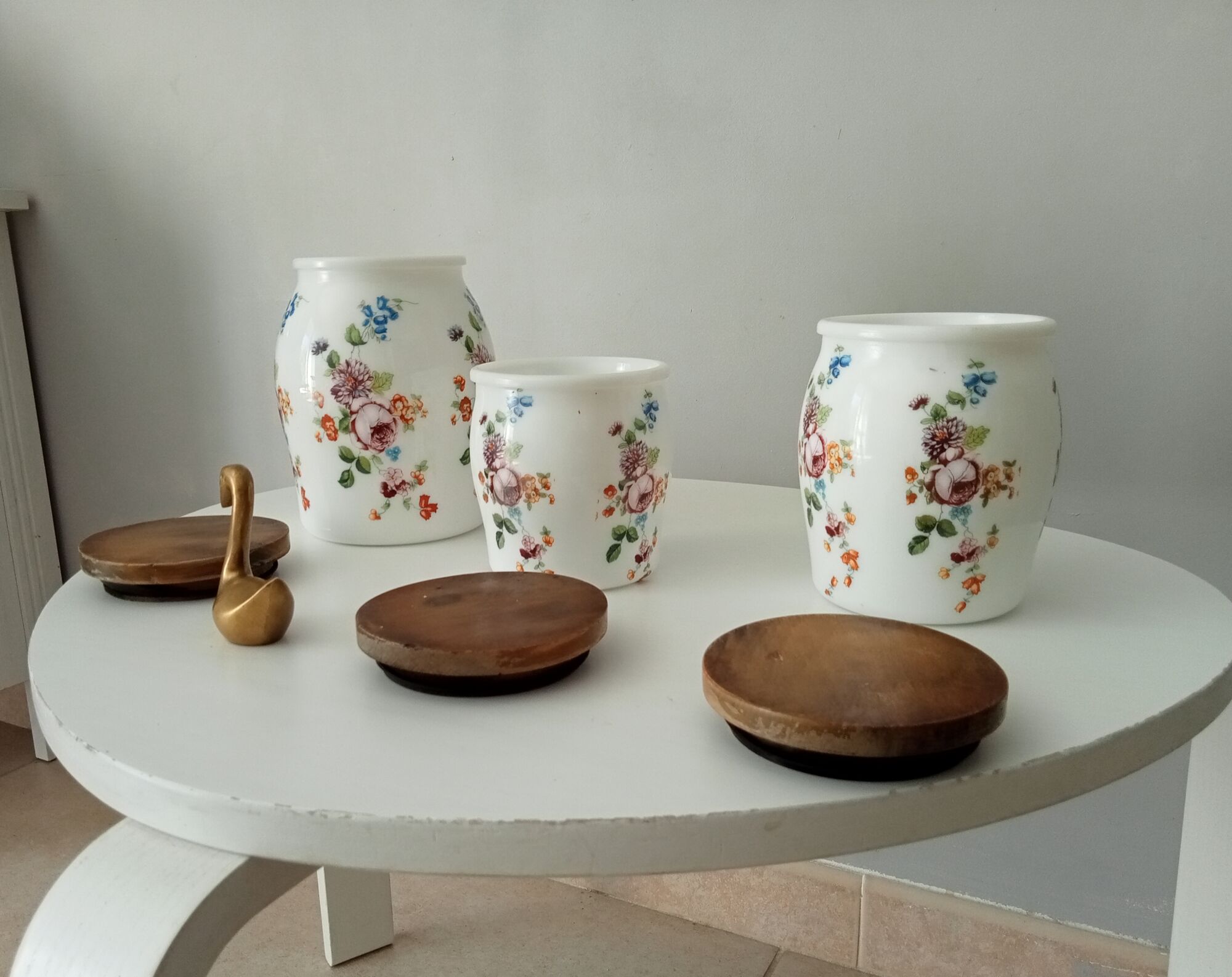Set of 3 old porcelain pots 30s/40s