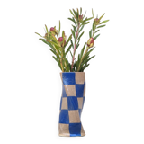 Vase à carreaux bleu