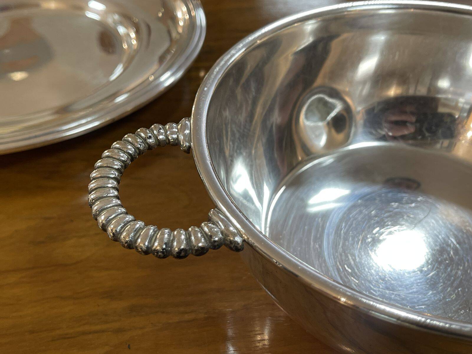 Vegetable dish and its tray in silver metal P.PLASAIT ORFEVRE