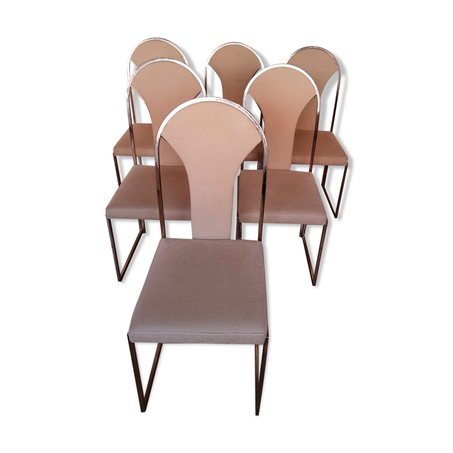 Chaises de salon vintage en laiton de belgo chrome, 1970s