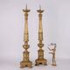 Pair of antique Empire candlesticks in wood, Europe, early 19th century.