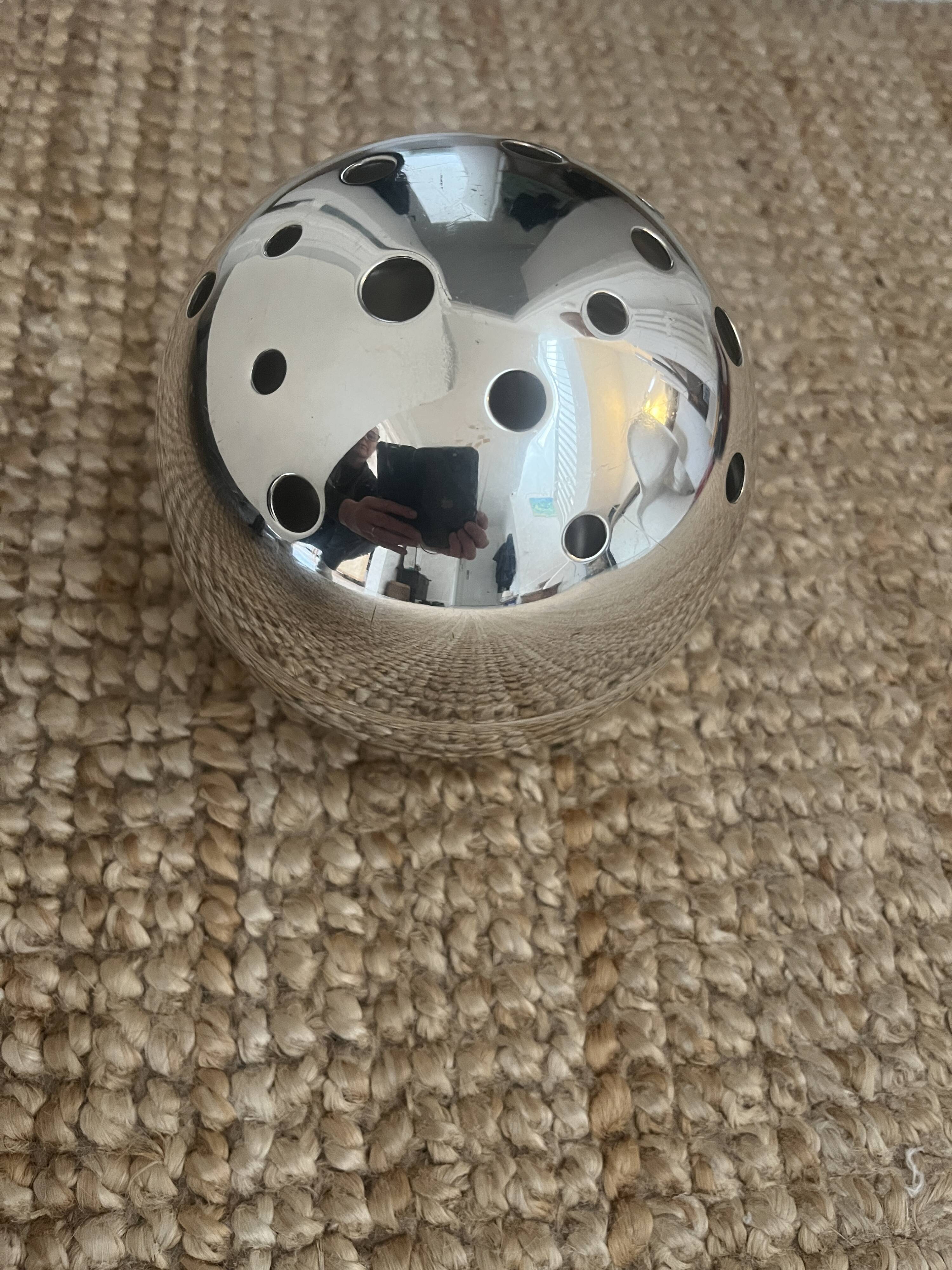 Christofle-Gio Ponti silver ball vase/flower holder