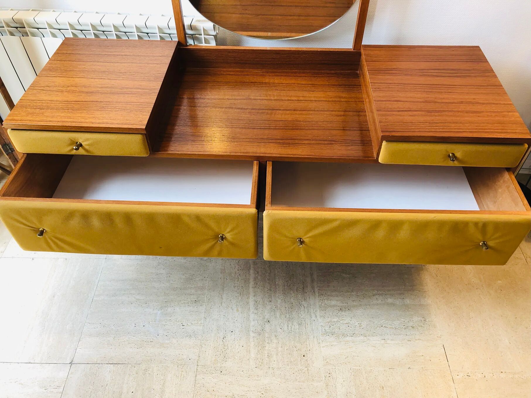 Vintage velvet dressing table, Roger Landeau, 1970