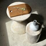 Rounded rectangular monoxyl teak cutting or presentation board L:34