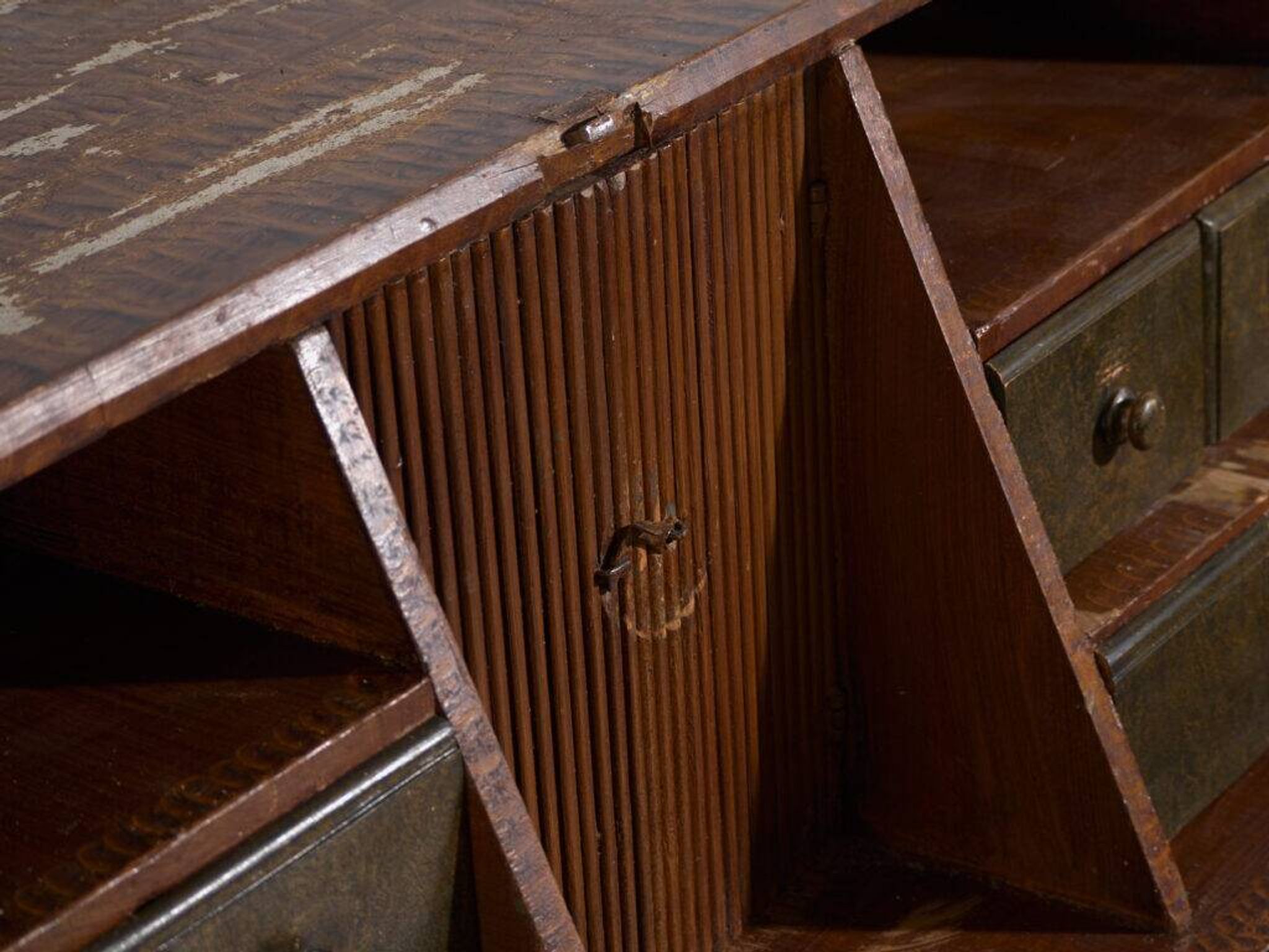 Swedish drop-leaf desk, antique – Scandinavian folk furniture – year 1783
