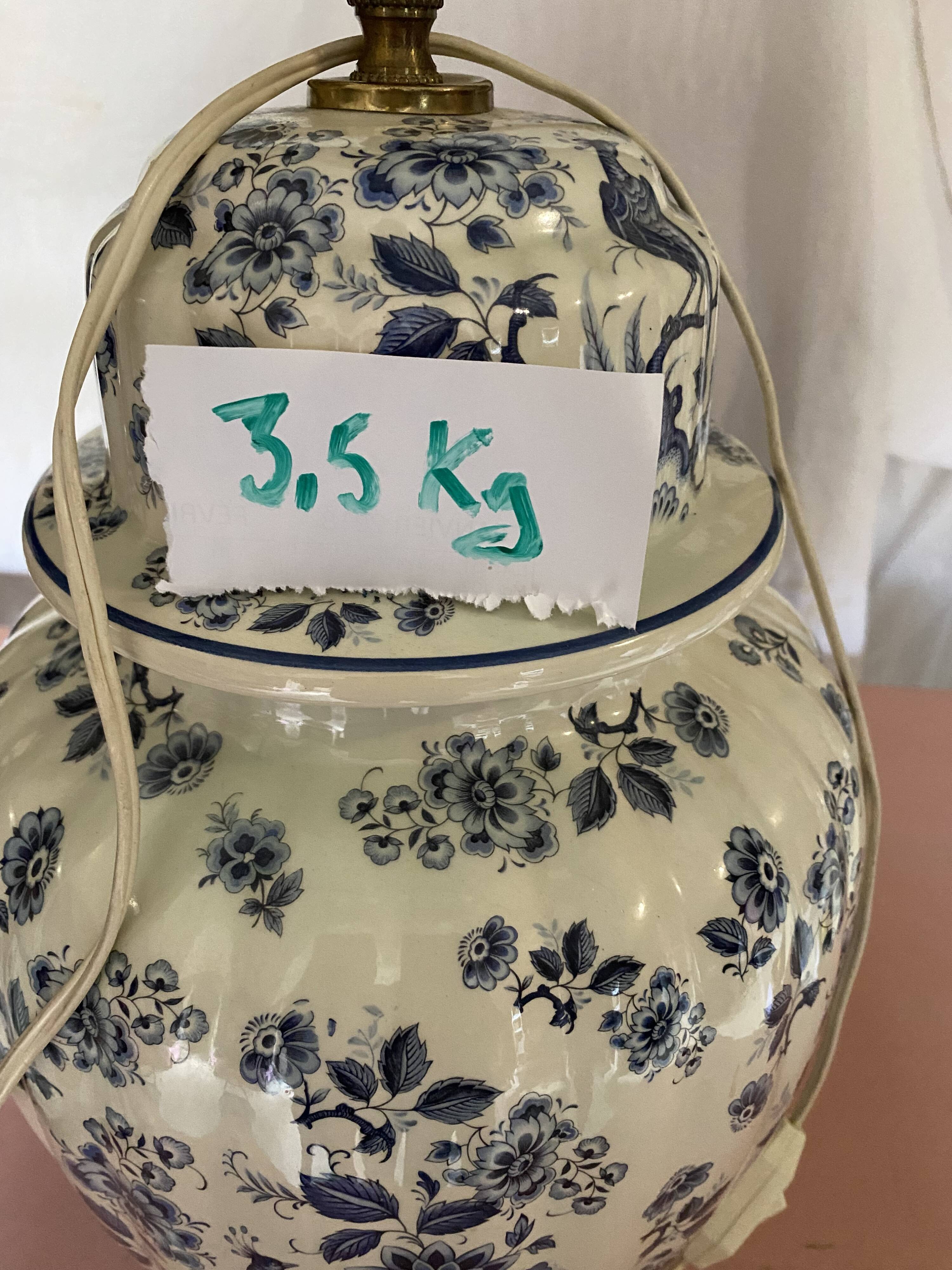 Moustier blue bird lamp and lampshade