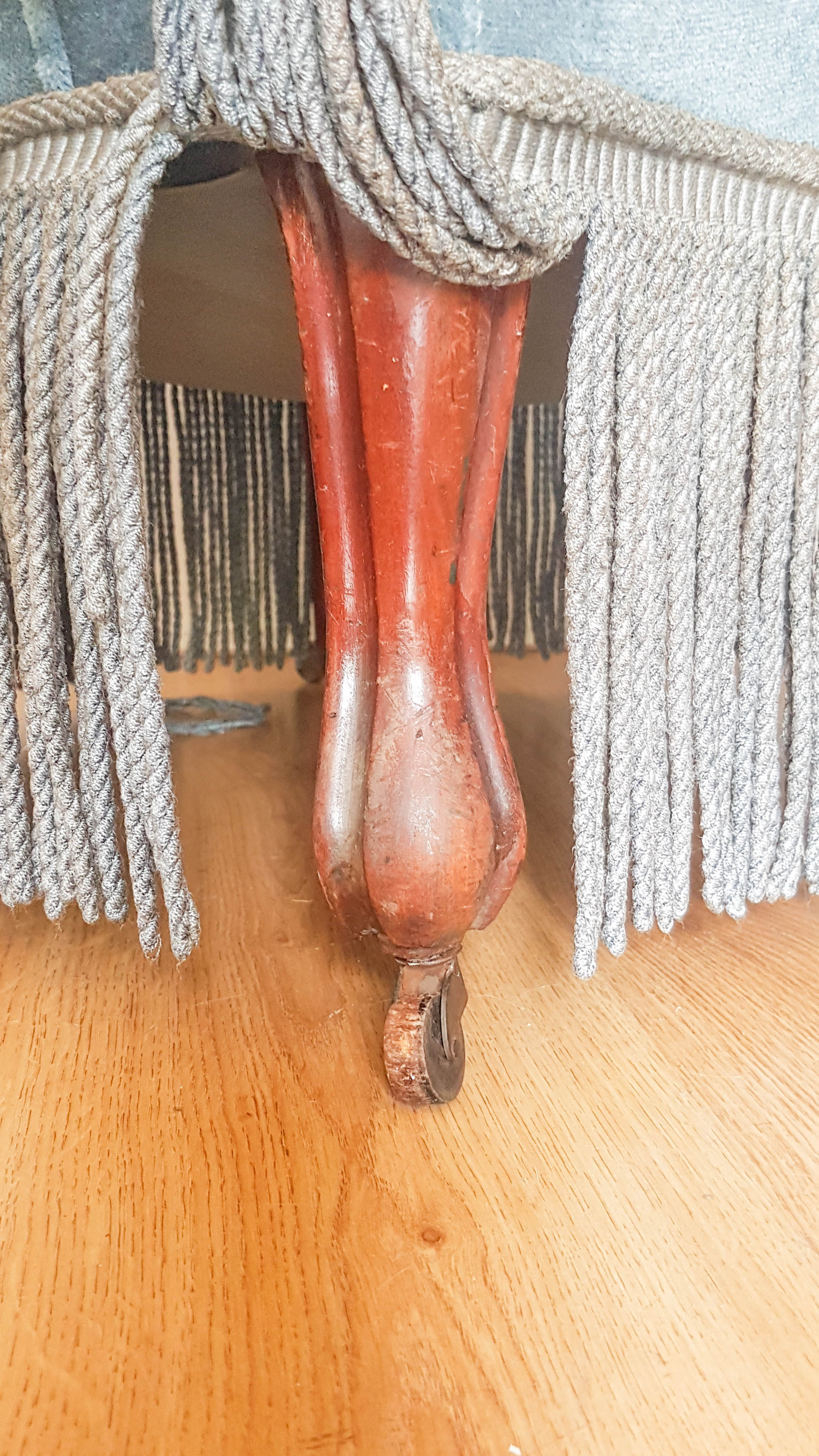 Fauteuil crapaud vintage velours bleu années 70