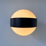 Vintage wall lamp, opaline and matte black metal, Raak Netherlands 1970