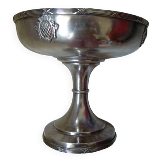 Large silver cup and crystal cup