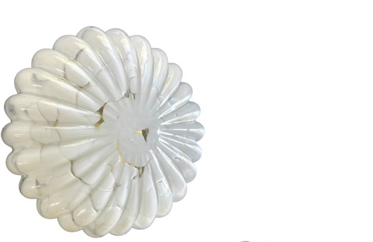 White Murano Glass Light Pendants Set of 2 1980’s