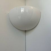 Vintage corner wall light, glossy white porcelain, France 1970