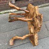 Brutalist coffee table in solid olive tree, period around 1960