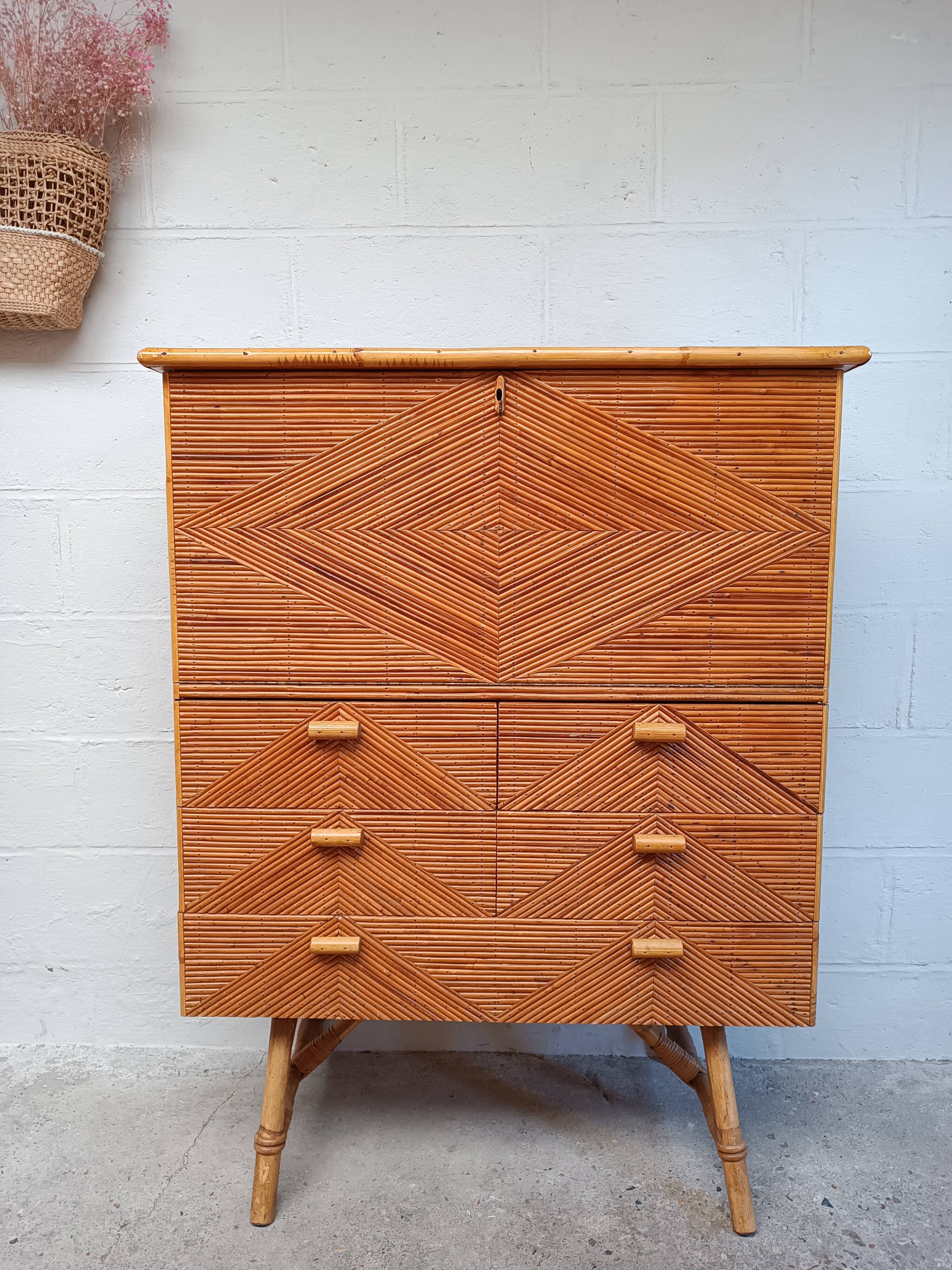Bamboo and rattan secretary 50s / 60s