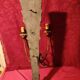 Large antique double wall light in gilded and black wood from the attic