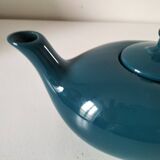 Vintage design teapot – cat model – duck blue glazed ceramic