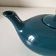 Vintage design teapot – cat model – duck blue glazed ceramic
