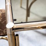 Table peinte en or et 4 chaises en tissu d'origine