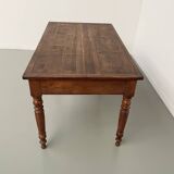 Walnut and pine drapery farmhouse table