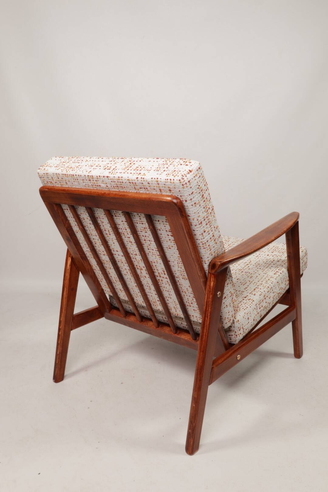 Scandinavian Vintage Armchair With Upholstery Bouclè Cushions Mid Century Design